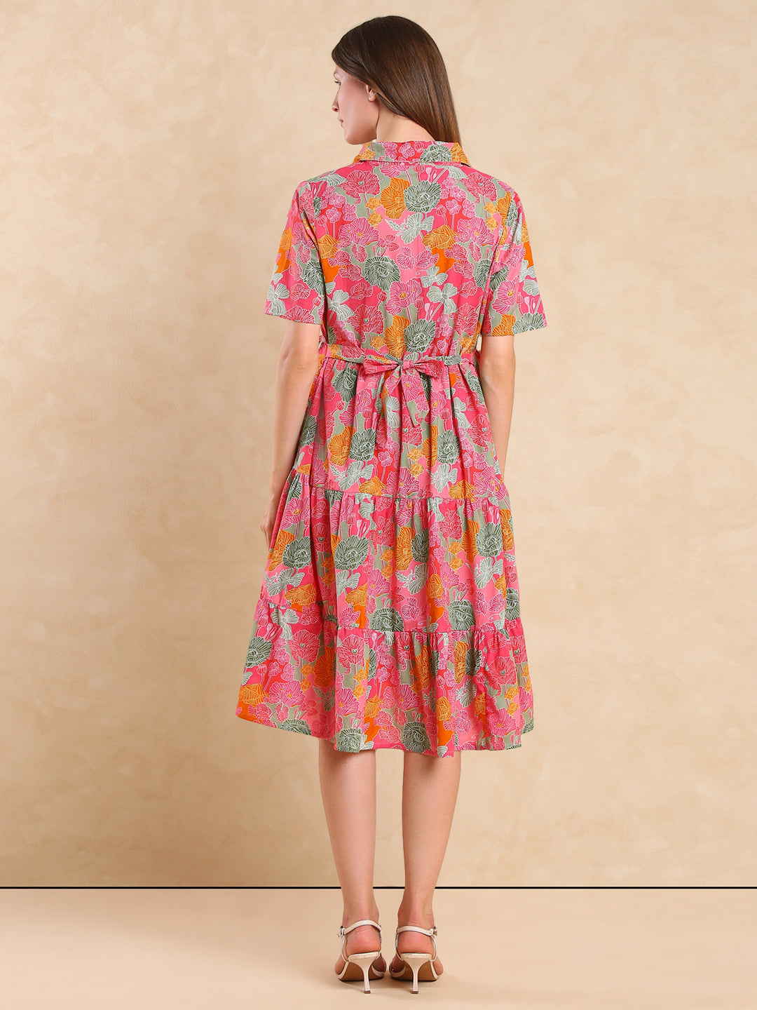 Women Cotton Floral Printed Maternity Fit & Flare Dress