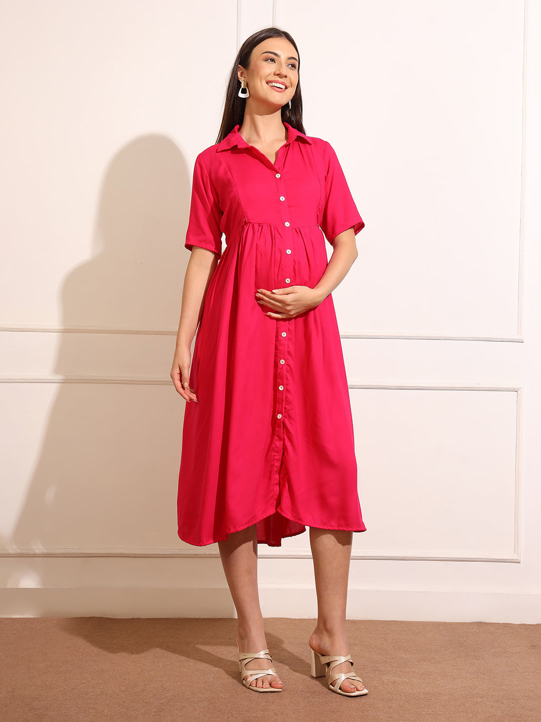 Women's Solid Maternity Dress With High Comfort