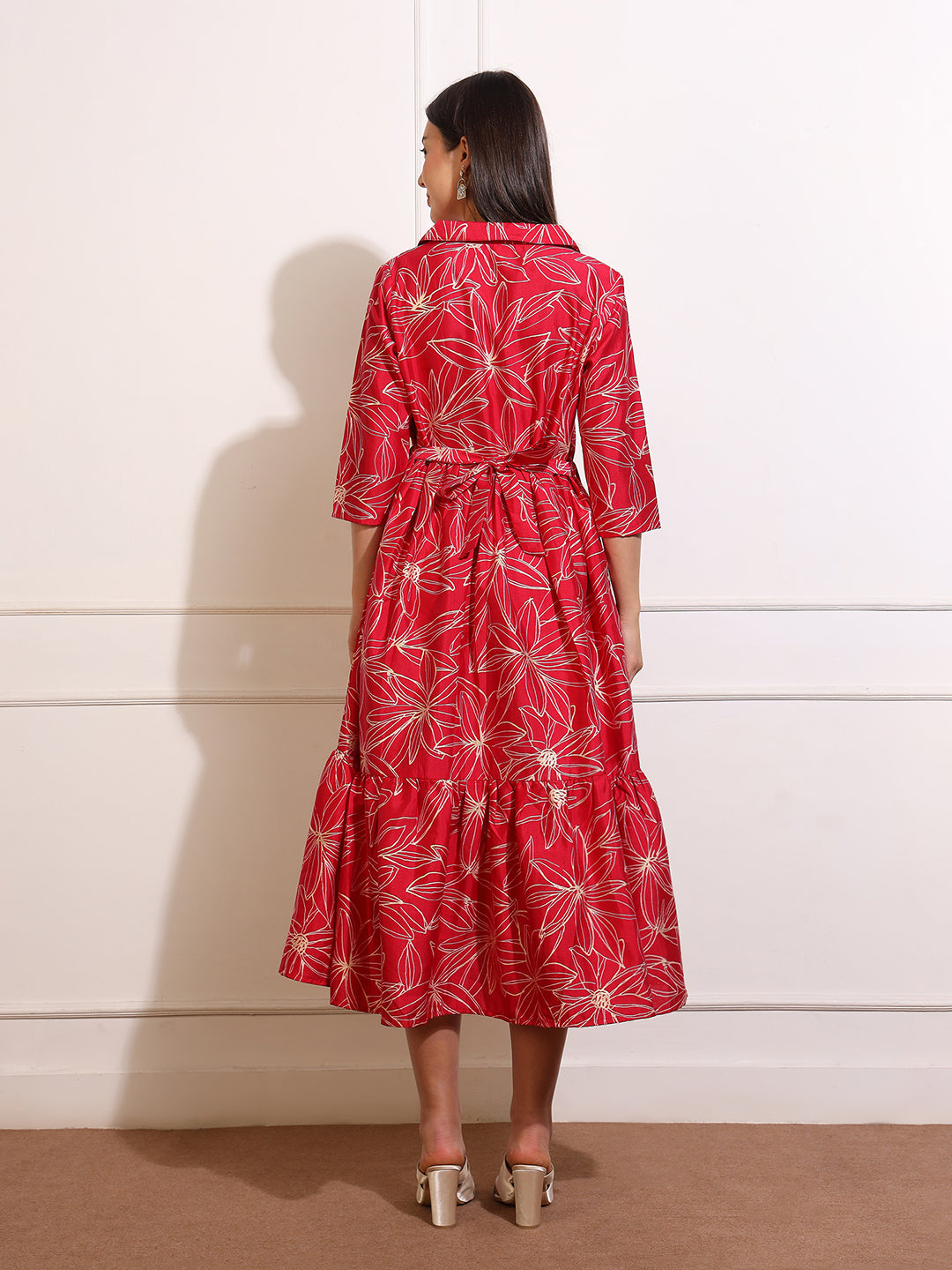 Printed Maternity Dress with Hidden Zipper – Ideal for Baby Shower & Photoshoots