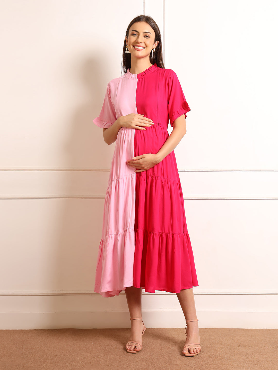 Stylish Pregnancy Dress with Side Zips – Wear During & After Pregnancy