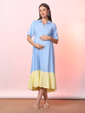 Solid Color Maternity Midi Dress – Soft, Stretchy & Nursing Friendly