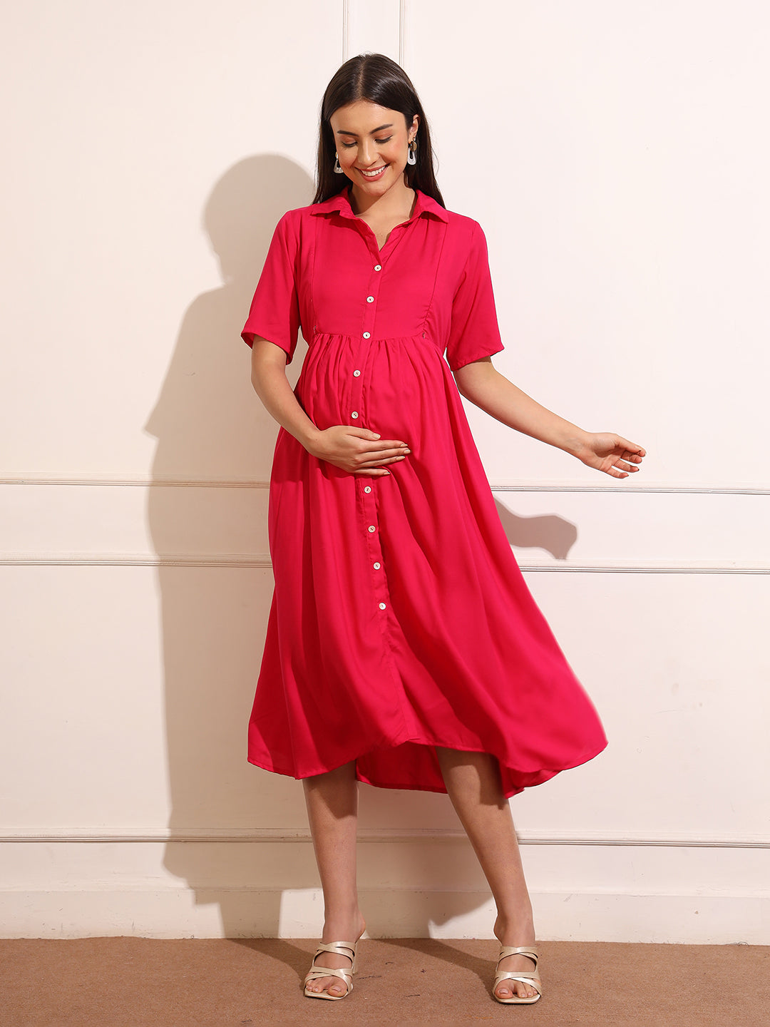 Women's Solid Maternity Dress With High Comfort