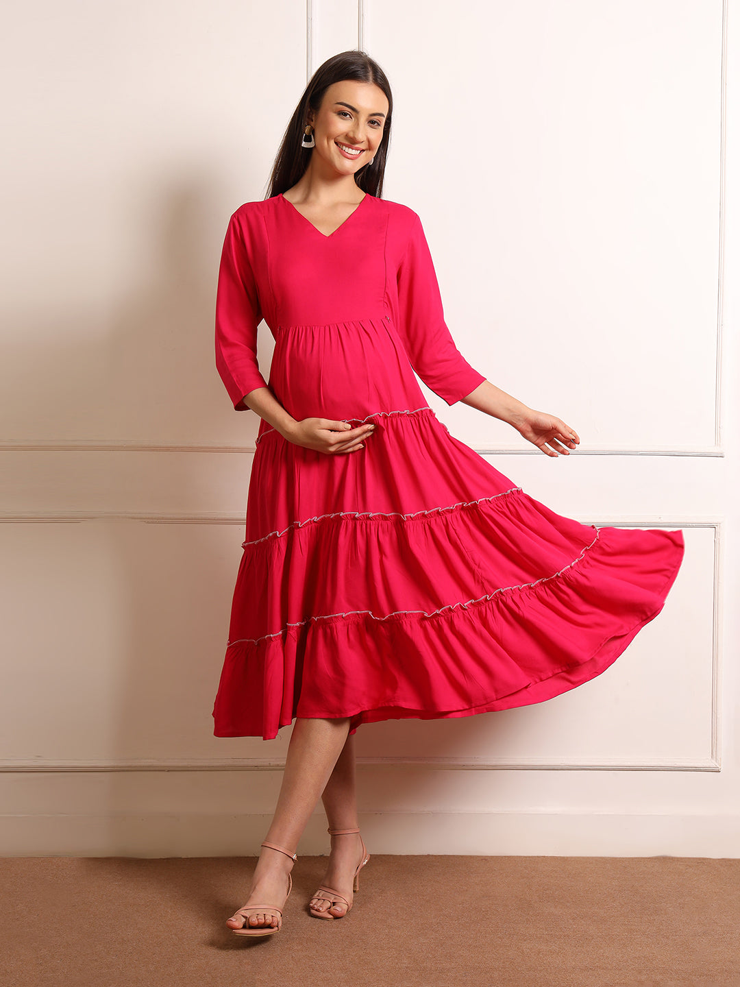 Full-Length Maternity Maxi – Feeding Friendly & Made for Growing Bumps