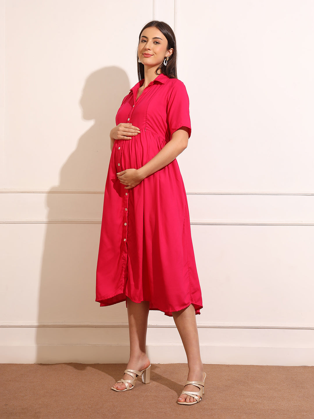 Women's Solid Maternity Dress With High Comfort
