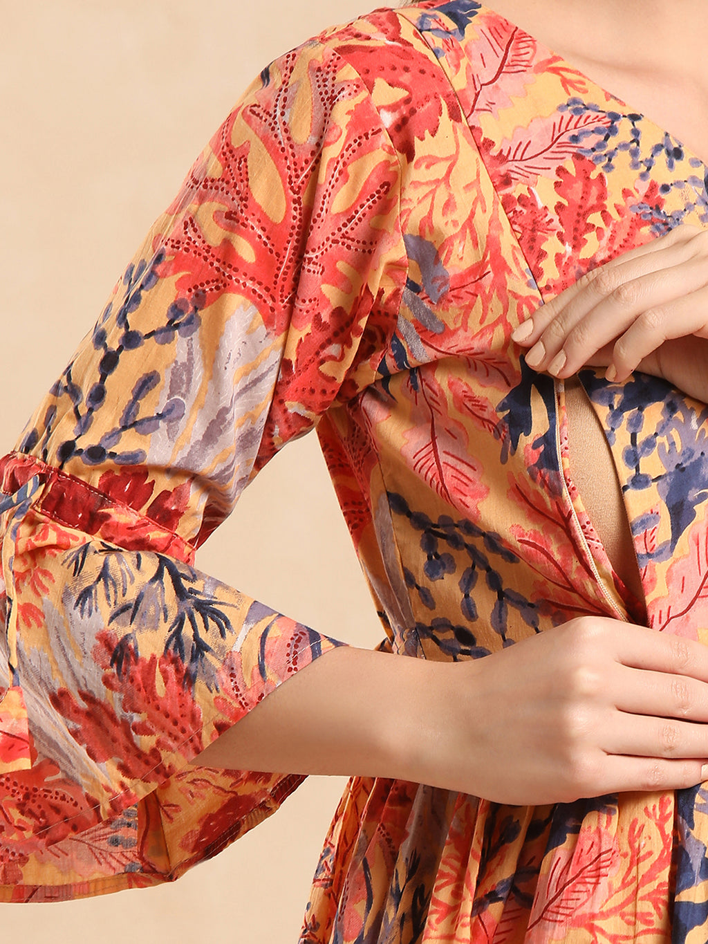 Printed Pure Cotton Maternity Fit & Flare Midi Dress