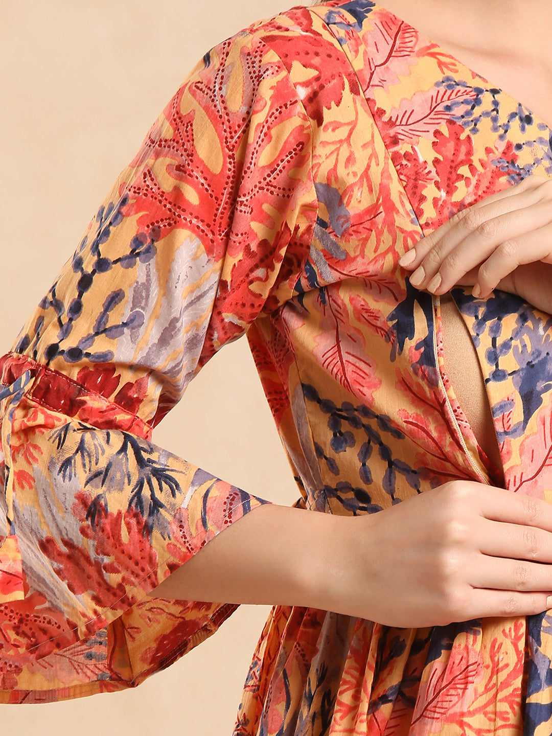 Printed Pure Cotton Maternity Fit & Flare Midi Dress