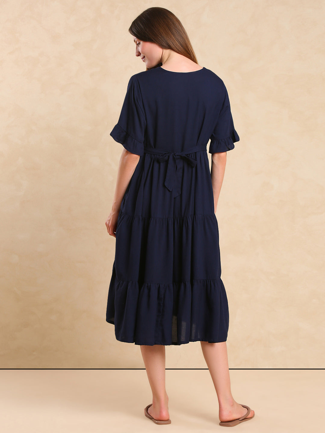 Women's Maternity Fit & Flare Tiered Dress