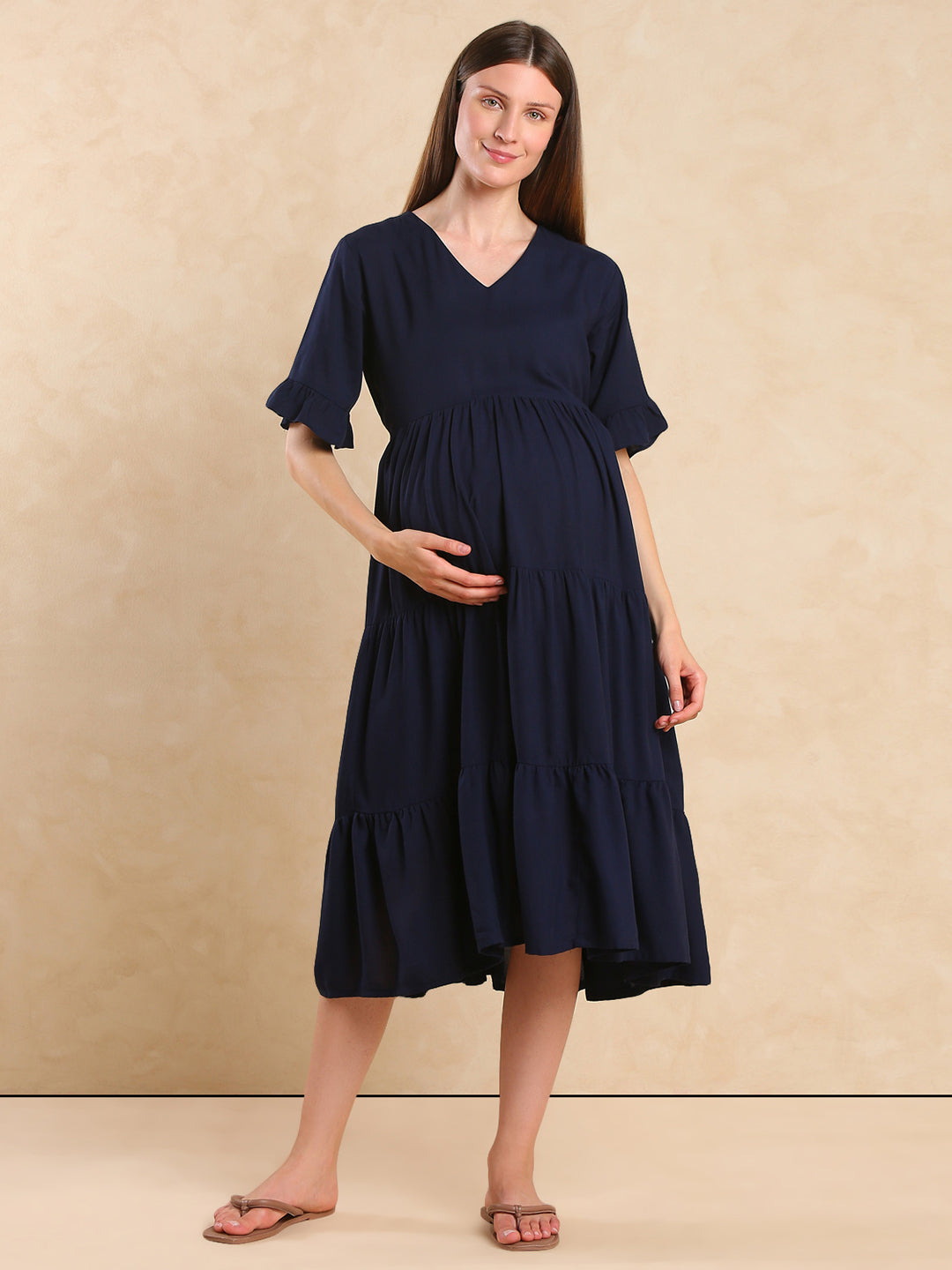 Women's Maternity Fit & Flare Tiered Dress