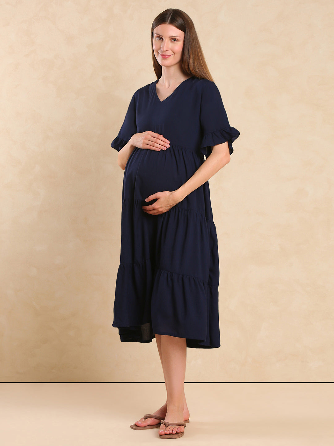 Women's Maternity Fit & Flare Tiered Dress