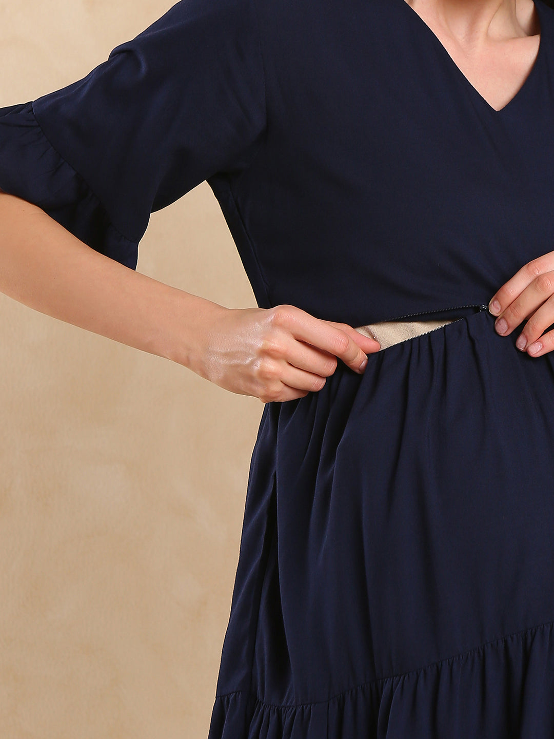 Women's Maternity Fit & Flare Tiered Dress