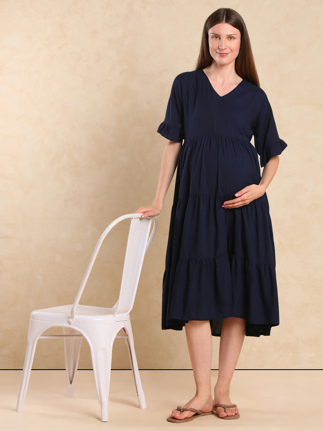 Women's Maternity Fit & Flare Tiered Dress