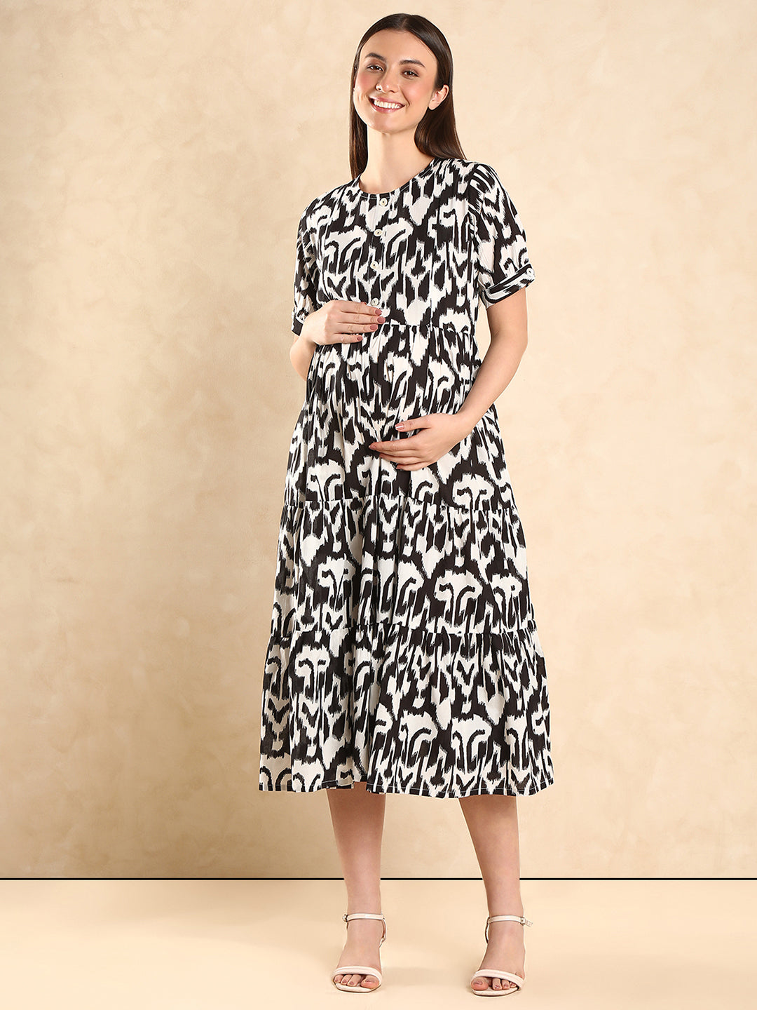 Everyday Wear Maternity Dress Print Maternity Fit & Flare Maxi Dress
