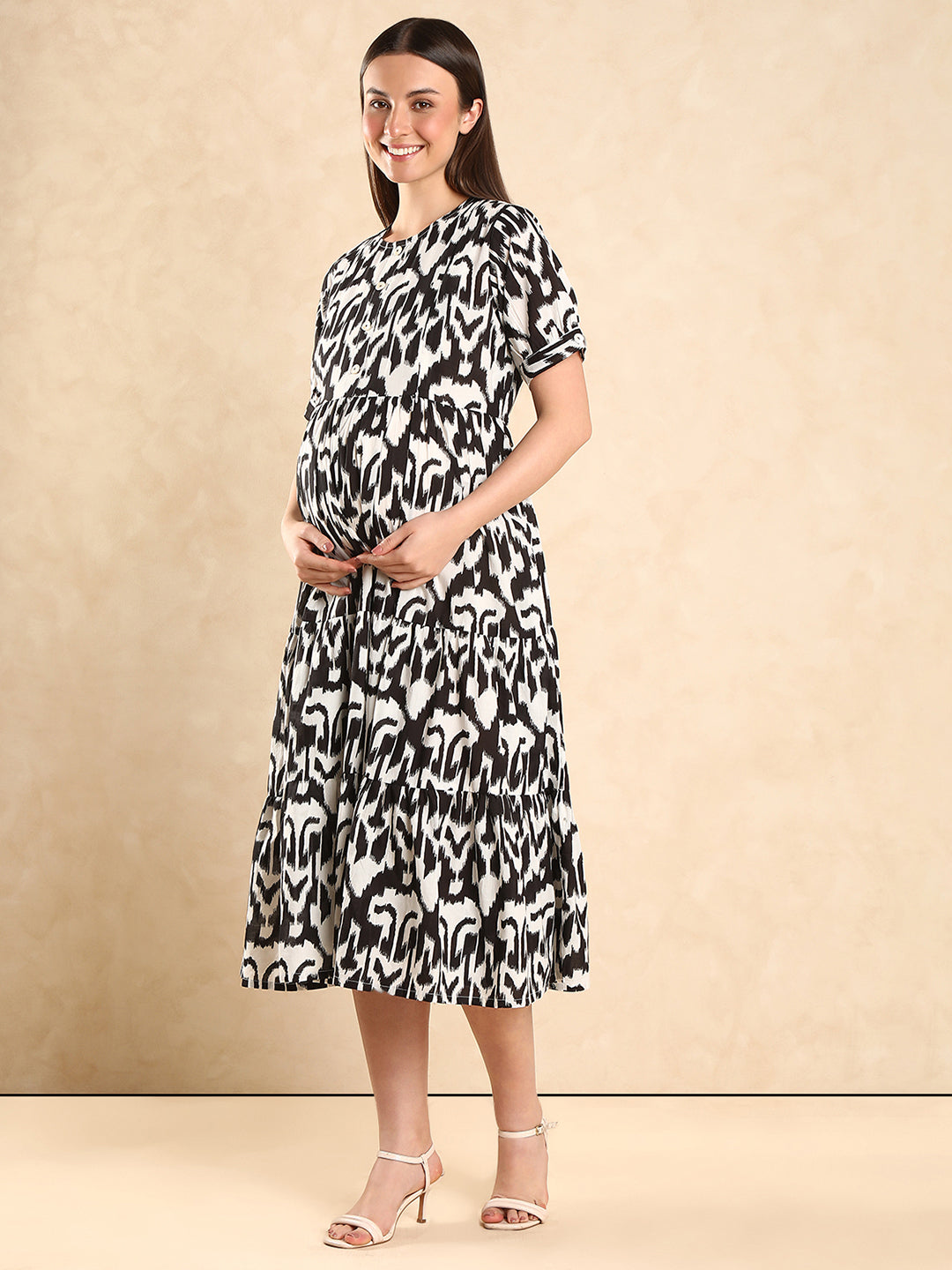 Everyday Wear Maternity Dress Print Maternity Fit & Flare Maxi Dress
