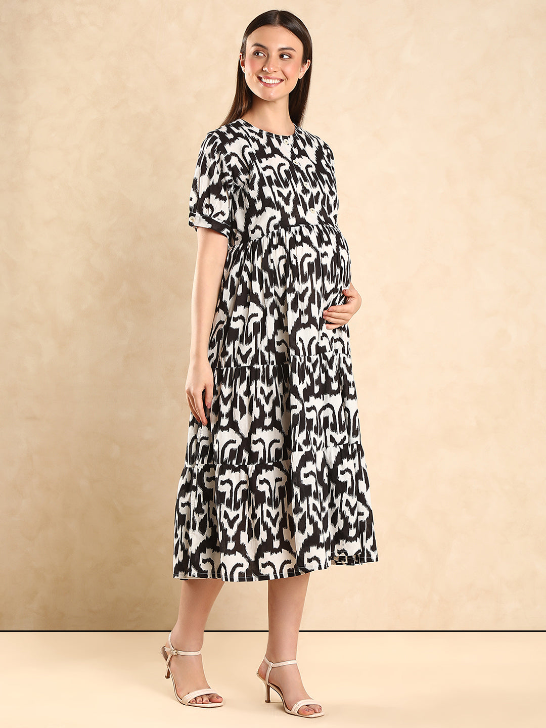 Everyday Wear Maternity Dress Print Maternity Fit & Flare Maxi Dress