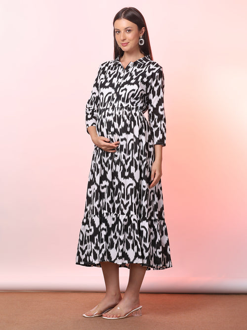 Abstract Print Women's Maternity Dress Women Printed Maternity Shirt Maxi Dress