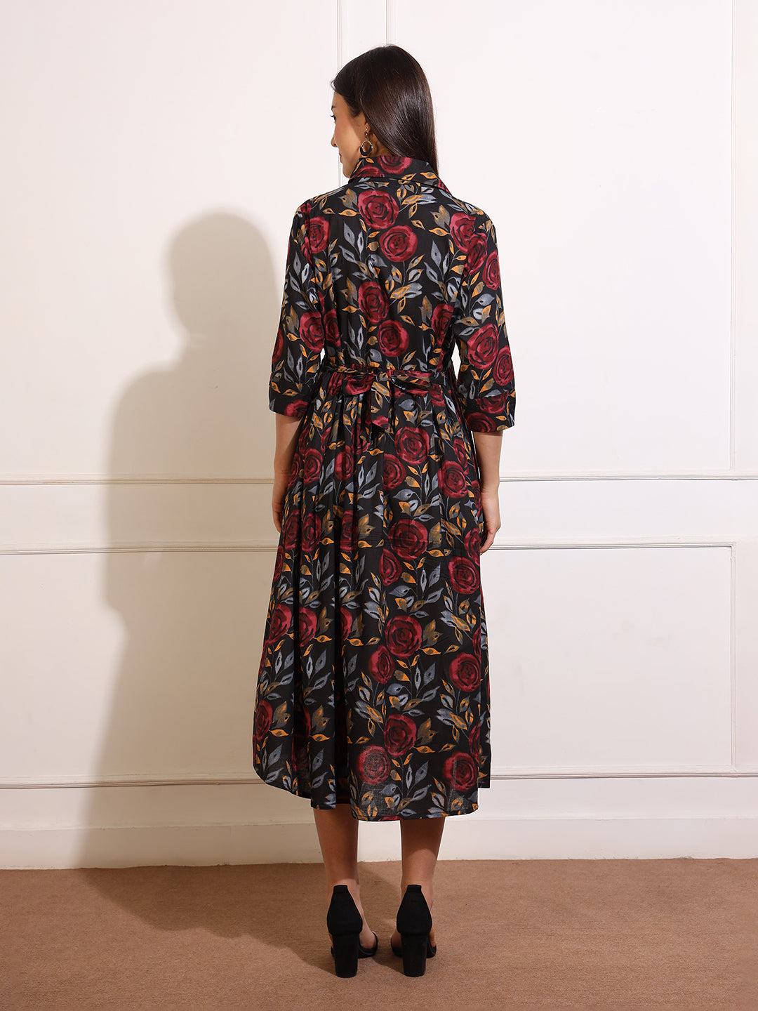 Maternity Dress Women Floral Print Maternity Shirt Maxi Dress