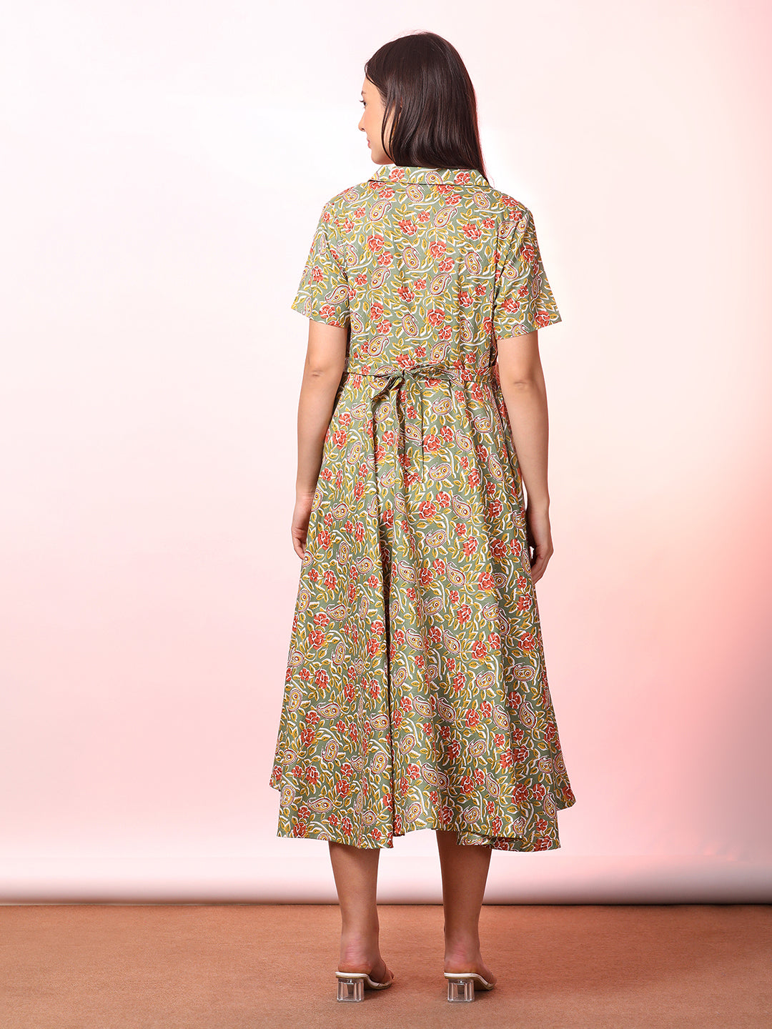 Floral Printed Maternity Fit & Flare Maxi Dress