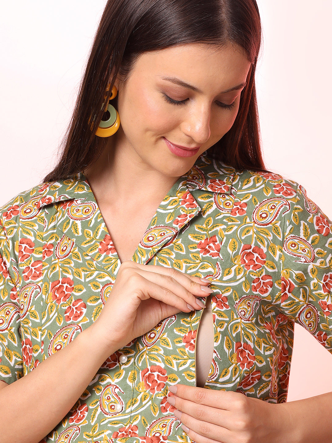 Floral Printed Maternity Fit & Flare Maxi Dress