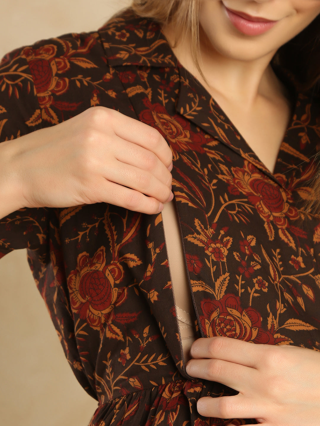 Maternity Floral Printed Fit & Flare Midi Dress