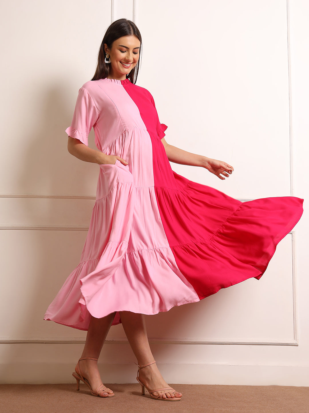 Stylish Pregnancy Dress with Side Zips – Wear During & After Pregnancy