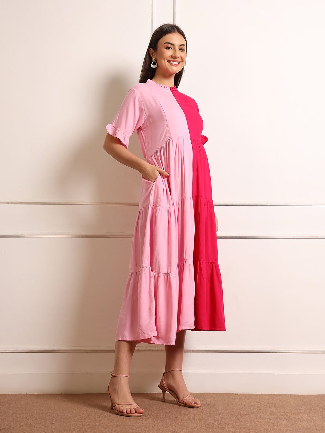 Stylish Pregnancy Dress with Side Zips – Wear During & After Pregnancy