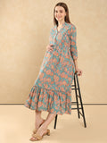 Tropical Print Maternity Cotton A-Line Dress Maternity Dress