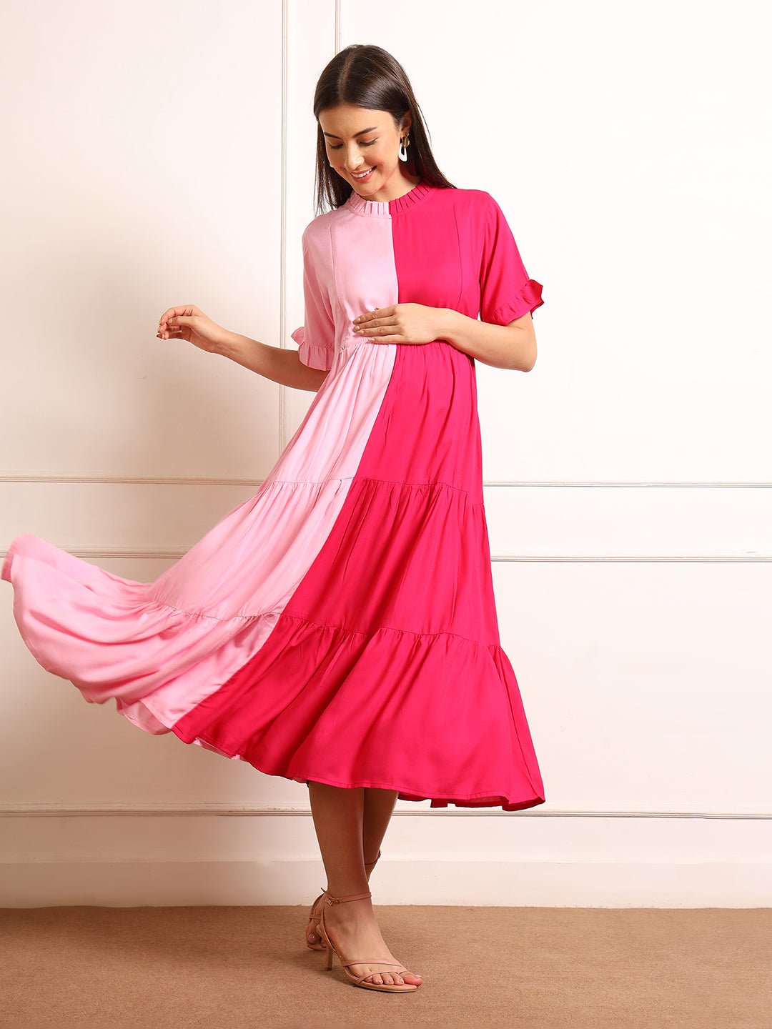 Stylish Pregnancy Dress with Side Zips – Wear During & After Pregnancy