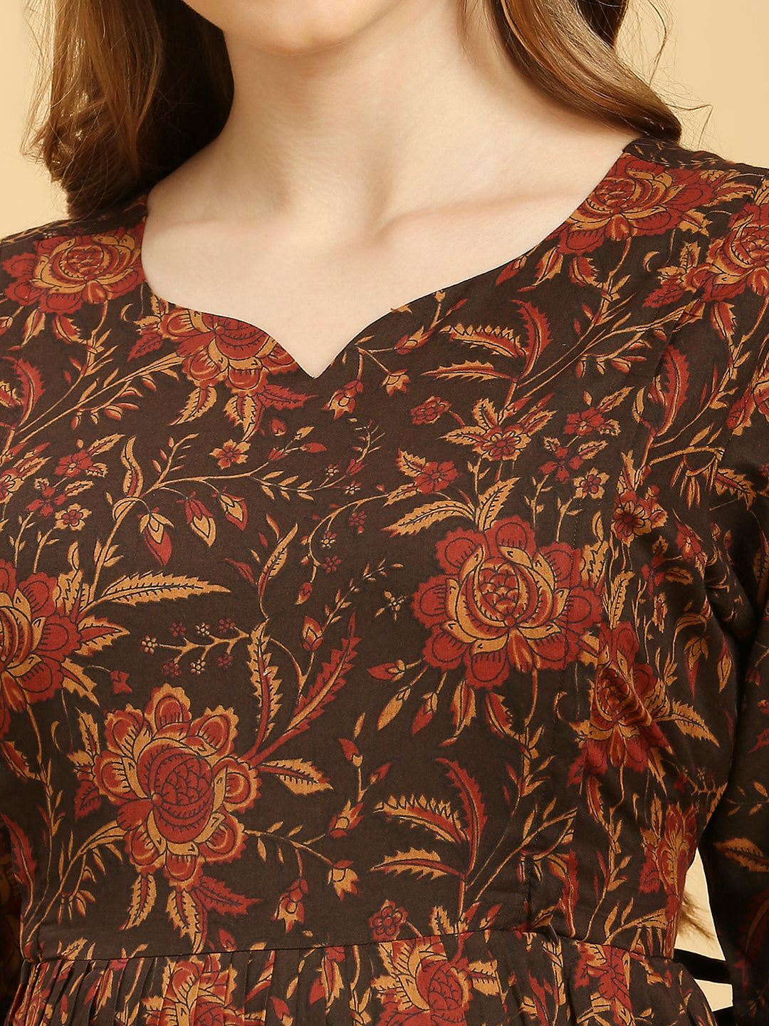 Maternity Floral Printed Bell Sleeves Maxi Pure Cotton Fit & Flare Dress